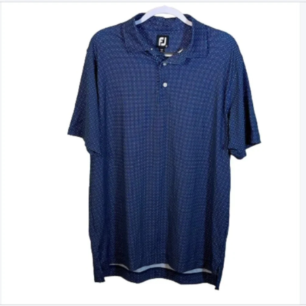 FootJoy Dot Geo Lisle Men's polo in blue size Large - Picture 9 of 11